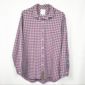 Billy Reid Red/Blue Long Sleeve Plaid Shirt XL